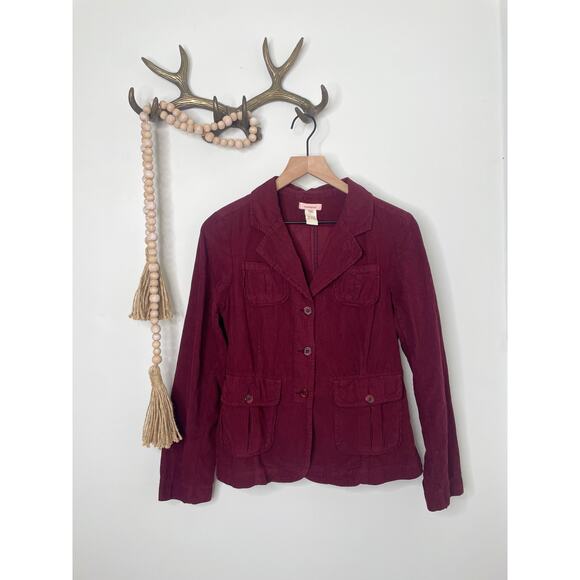 Sundance Corduroy Jacket Medium Petite Burgundy Barn Coat Rodeo Western Casual - Picture 1 of 8